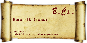 Benczik Csaba névjegykártya