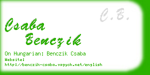 csaba benczik business card